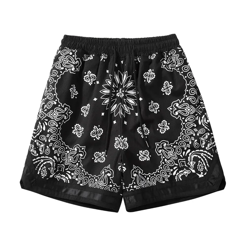 Hip Hop Loose Shorts Fashion Harajuku Printed Shorts Mens Summer Casual Elastic Waist Drewstring Streetwear Sportswear Joggers