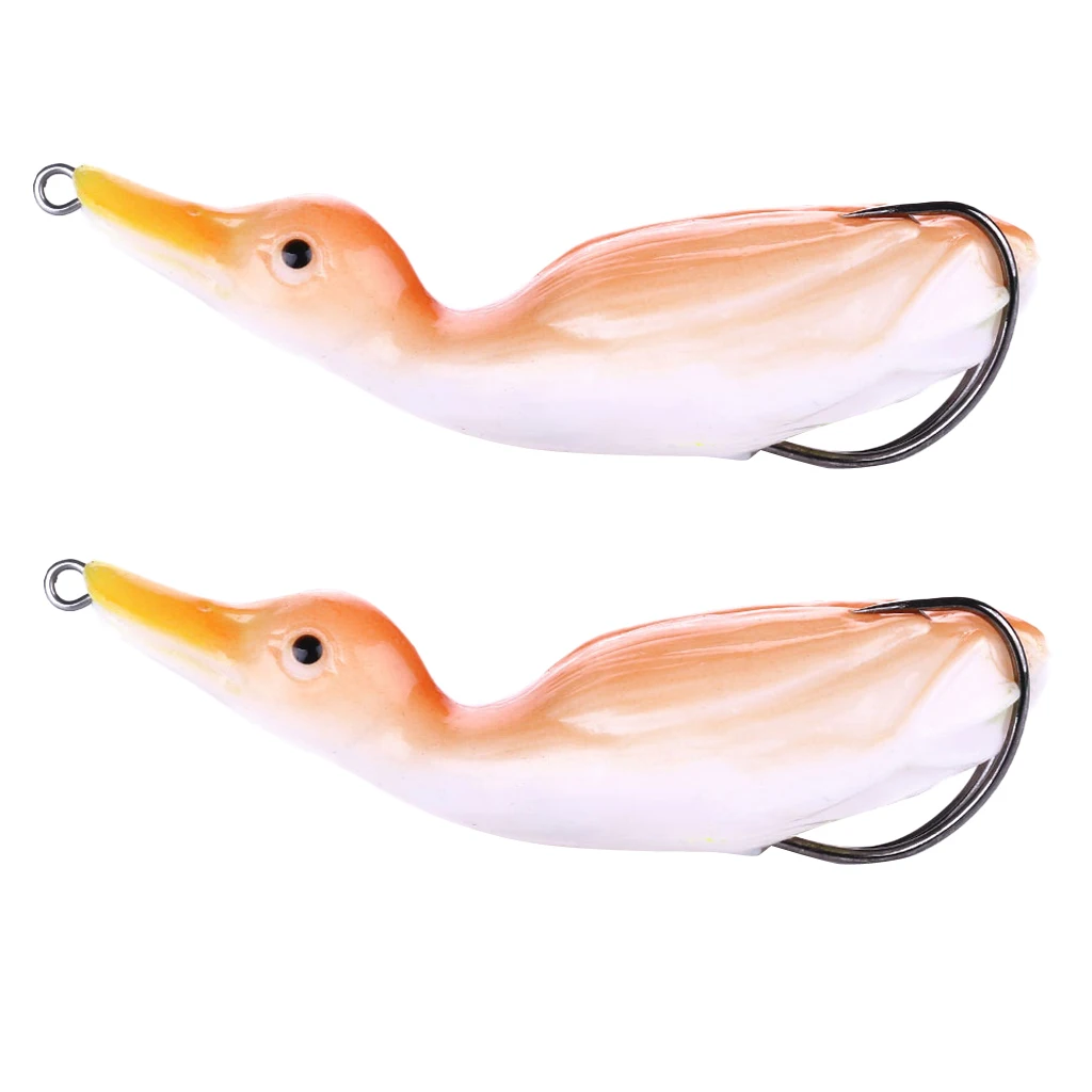 Perfeclan 2pcs 10.5cm Artificial Duck Fishing Lure Soft Silicone Sinking Wobblers Frog Baits Pesca Pike Carp Fishing Lures Tool