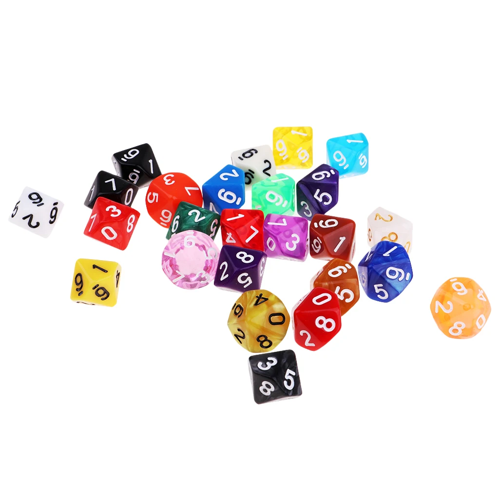 25x акриловые многогранные кости D10 TRPG игрушка для подземелья и драконов настольная игра