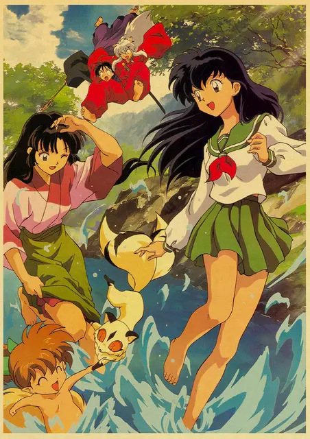日本のアニメ犬夜叉シリーズのレトロなポスタークラフト紙のポスター高品質の壁紙装飾寝室のリビングルーム Aliexpress ホーム ガーデン