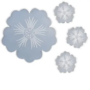

Flower Irregular coaster resin mold petal silicone tea tray set handmade DIY crystal epoxy mold thick and durable