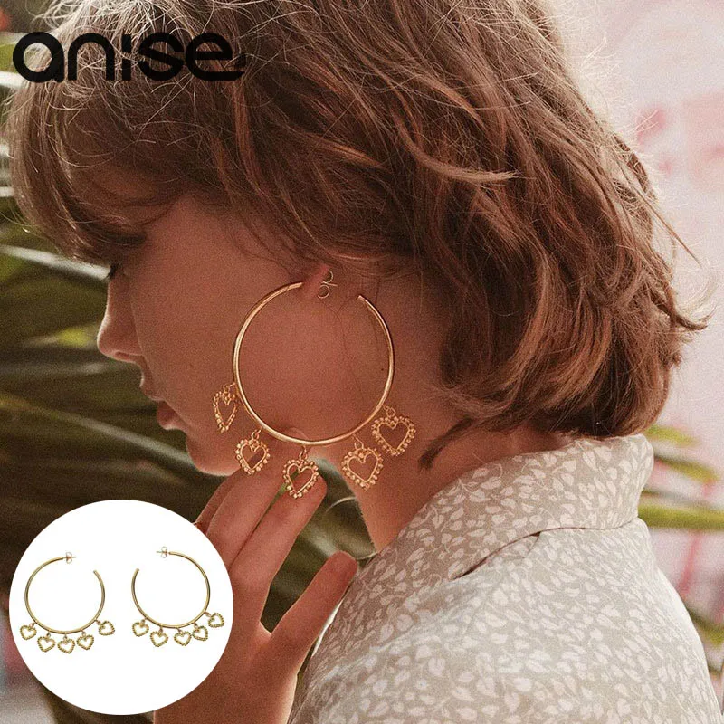 

Fashion Metal Love Hoop Earrings For Women Exaggerated Big Punk Heart Shaped Pendant Earrings Accessories Mujer