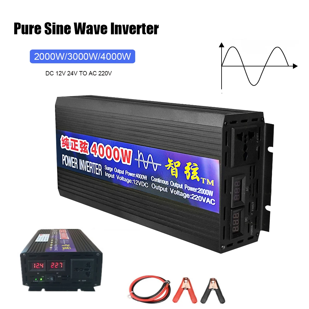 Inverter a onda sinusoidale pura 2000W 3000W 4000W Micro auto convertitore  Inverter DC 12V 24V a AC 220V convertitori Inverter solari di tensione -  AliExpress