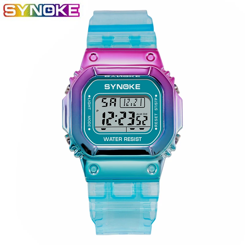 Ladies Watch Clocks Digital SYNOKE Colorful Sports Fashion Women Luminous Reloj Unisex