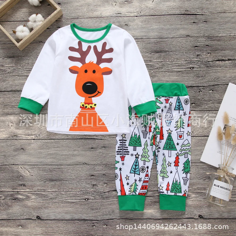 

Autumn And Winter New Style Christmas Sweater Pants Set Europe And America Deer Pattern Pure Cotton Beam Leg CHILDREN'S Suit