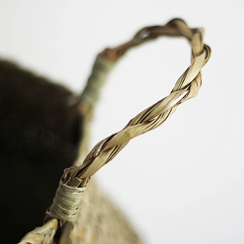 New Foldable Straw Storage Handmade Bamboo Simple Decoration Seaweed Wicker Baskets Dirty Laundry Planter Plant Basket
