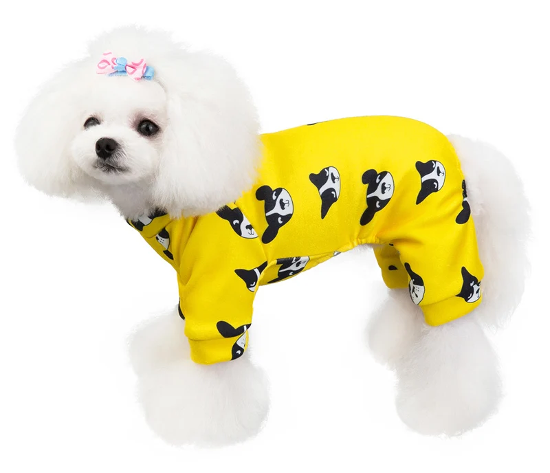 Милая маленькая собачка, пижама, утолщенный комбинезон для щенка, костюм с принтом собаки, пальто, зимняя одежда для животных, для собак, чихуахуа, померанского йоркца