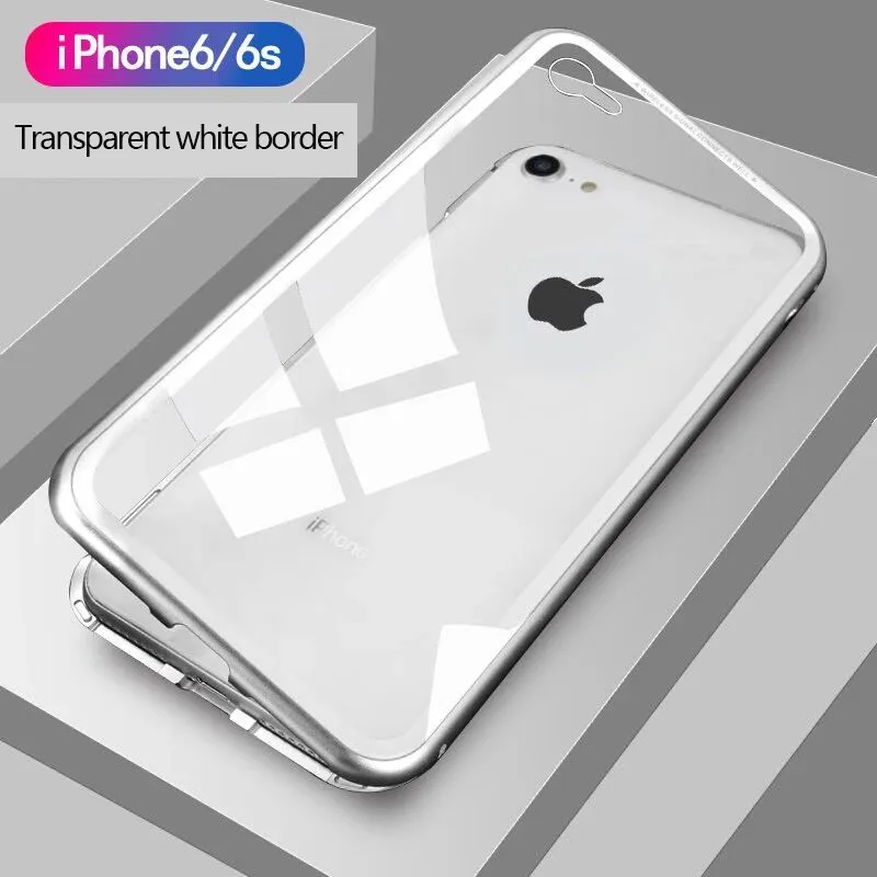 Металлический магнитный чехол с полным покрытием на 360 градусов для iPhone XS X XR 6 8 7