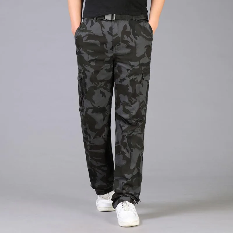 269 Black Camouflage Сезон весна-лето; камуфляжные брюки-карго; хлопковые мужские брюки; повседневные свободные мешковатые брюки с карманами; модная одежда в стиле хип-хоп; джоггеры - Цвет: 269 Black Camouflage