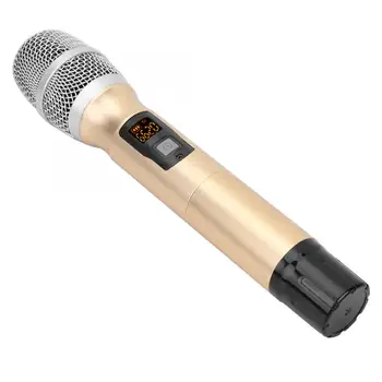 

Portable UHF Wireless Handheld Microphone with Receiver AA Battery dynamic microphone for Conference Speech Golden wireless mic