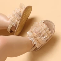 Fashion Young Children New Born Baby  Girl Princess Shoes  Lace Toddler Summer Sandal Non-Slip Shoes First Step Car 0-18M 2