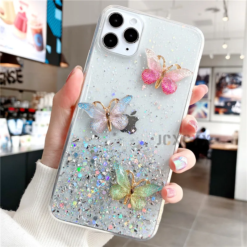 iPhone 11 Pro Max 8 Plus XS Max XR Bling Glitter Butterfly Cute