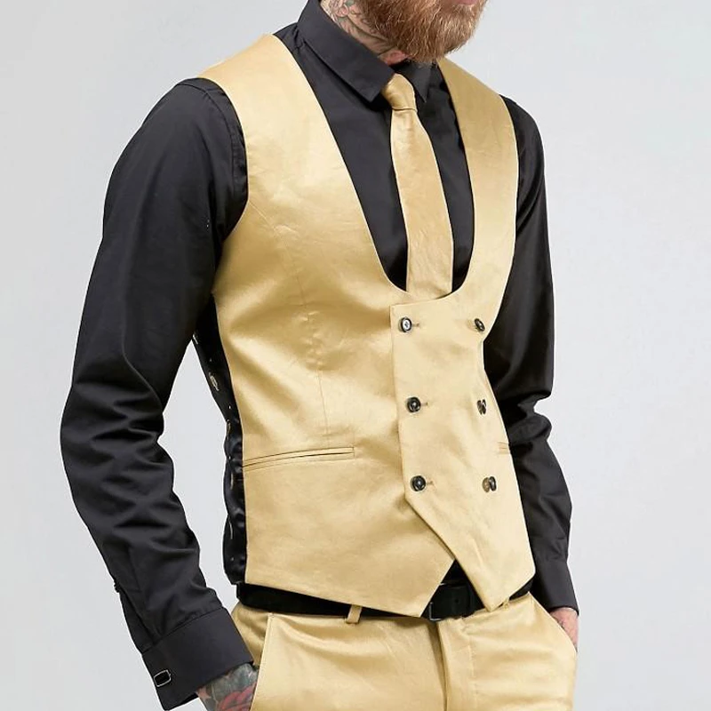 Gold Vest Mens Satin Vest With Adjustable Back Spencer Js Signature  Collection