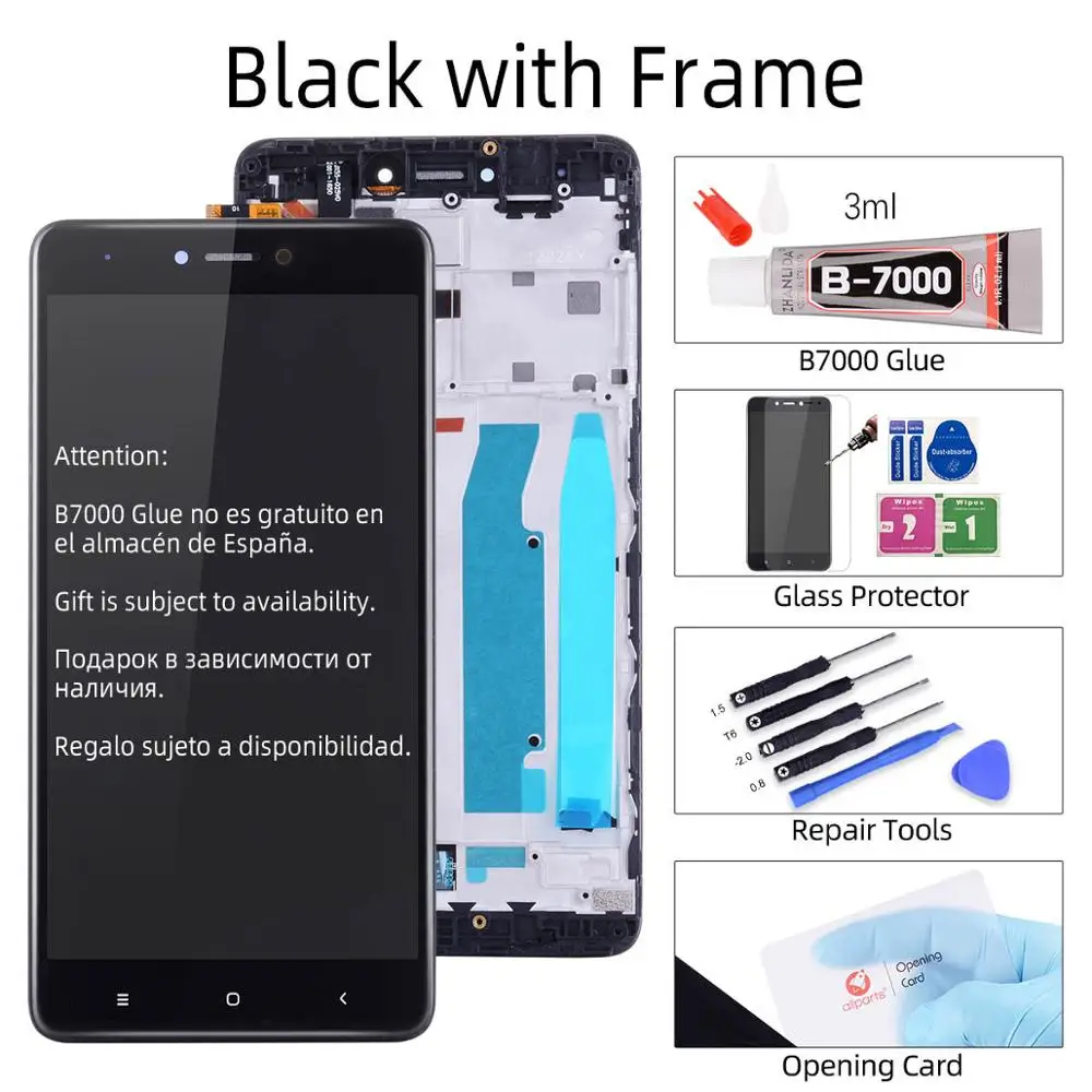 with Frame Black Snapdragon 625 Дисплей для Xiaomi Redmi Note 4x LCD в сборе с тачскрином на рамке 5.5'' черный белый золото - Цвет: with Frame Black