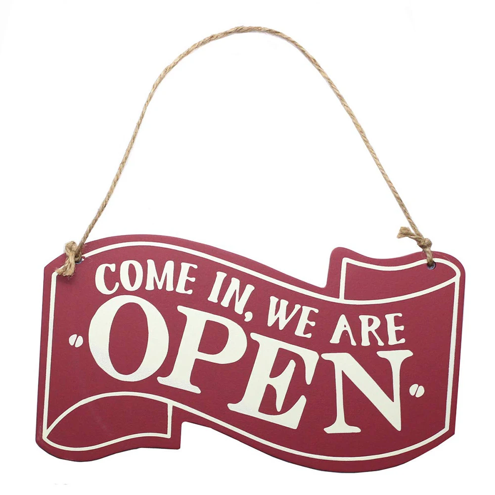 

Open Closed Sign Door Double-sided Reversible Lightweight Home Plaque Modern Durable Hanging Board Wooden With Rope Shop