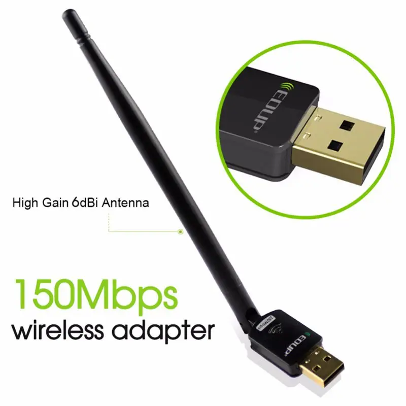 EDUP usb wifi адаптер 150 Мбит/с высоким коэффициентом усиления 6dbi wifi антенна 802.11n usb Wi-Fi приемник Ethernet Сетевая карта