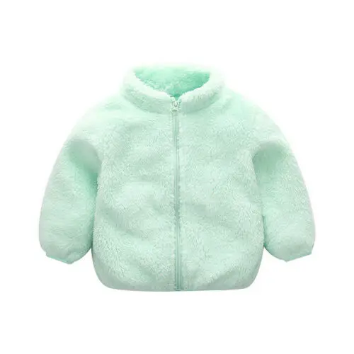 Милое пальто для маленьких мальчиков и девочек от 6 месяцев до 4 лет осенне-зимнее теплое Однотонное шерстяное пальто на молнии - Цвет: C