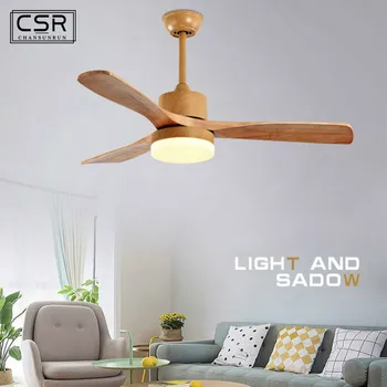

42 48 52 Inch LED Ceiling Fans Light For Living Room 220V Wooden Ceiling Fan With Lights 3 Blades Cooling Remote Dimming Lamp