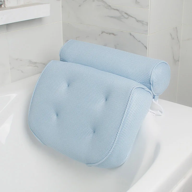 3D Mesh Spa Non-Slip Cushioned Bath Tub Pillow Bathtub Head Rest With Suction Cups For Neck And Back Bathroom Supply | Дом и сад