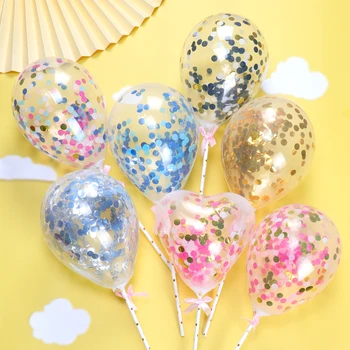 

Cakelove 5inch Confetti Balloon Cake Topper Decoration with Straw Ribbon Table Baby Shower One Birthday Wedding Party Balloons