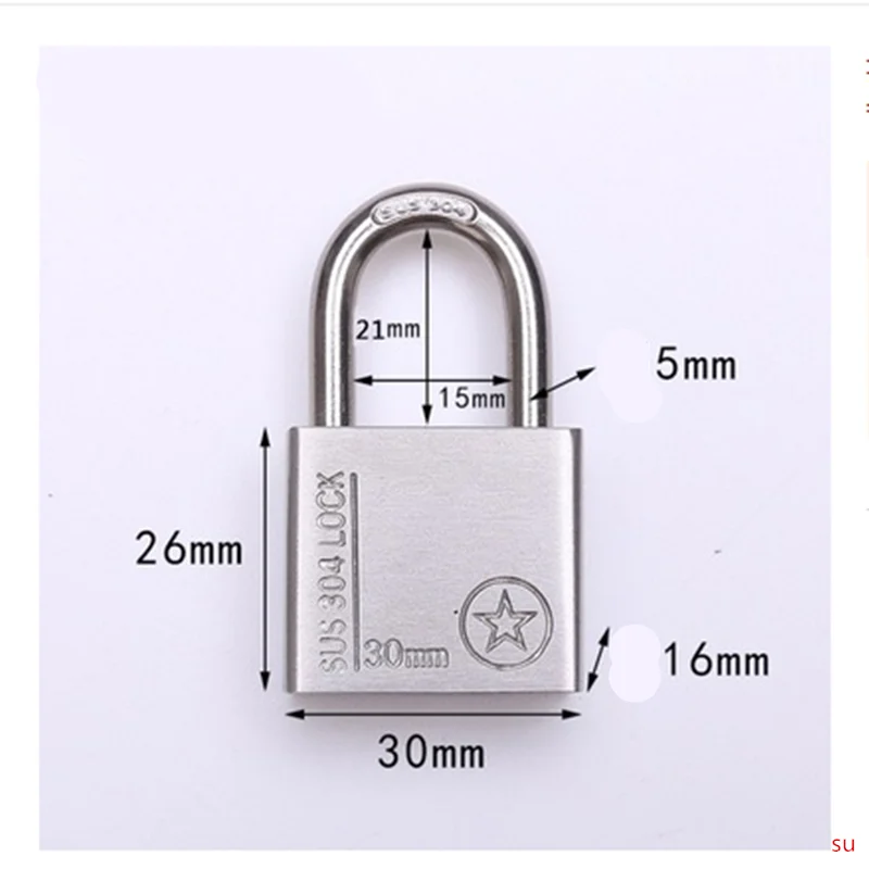 304 Stainless Steel Padlock 30mm Cabinet Outdoor Lock Head Furniture Lock Waterproof Rust-Proof Door Lock small lock - Цвет: 30mm-short