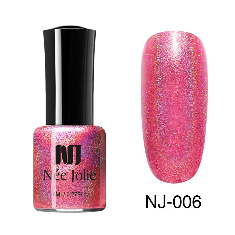 NEE JOLIE, 54 цвета, голографический лак для ногтей, лазерный Блестящий голографический лак для ногтей, сделай сам, украшение для ногтей, сушка на воздухе, 8 мл - Цвет: Color 42