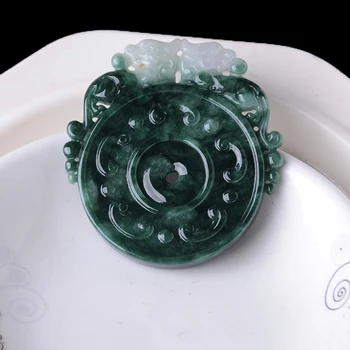 

Vintage jade natural authentic A cargo cyan jade pendant free shipping certificate