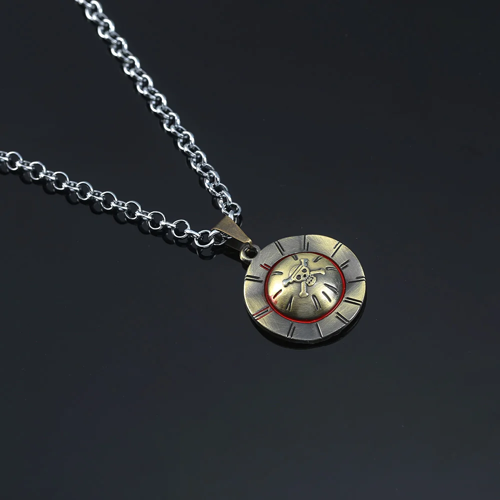 Anime One Piece Metal Necklace Luffy Ace Pirate Skull Hat Pendant Chain Choker Man Cartoon Necklaces Charm Jewelry Collar Gift
