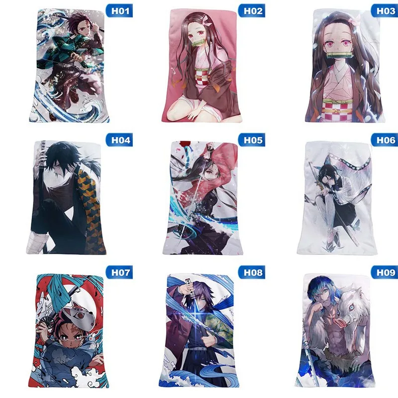 Банное полотенце, банное, аниме, Demon Slayer, Kimetsu No Yaiba, сделай сам, на заказ, для ванной комнаты, пляжное полотенце из микрофибры, полотенце для лица, мочалка, 35*70 см