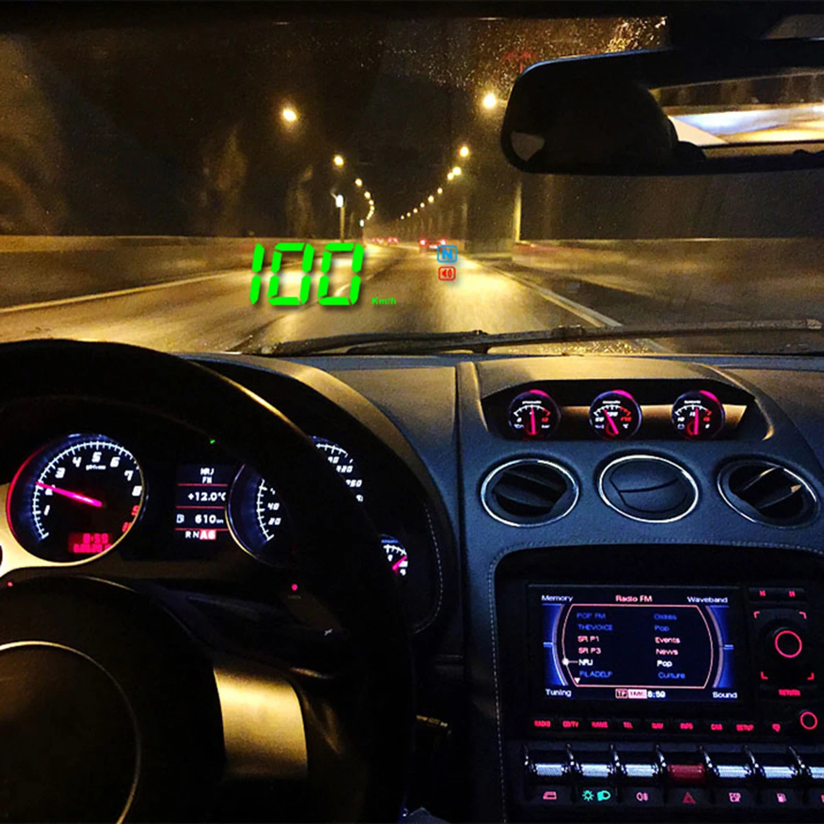 Автомобильный Универсальный 3,5 дюймовый HUD Дисплей лобового стекла проектор gps-компас Предупреждение о превышении скорости KMH/MPH спидометр