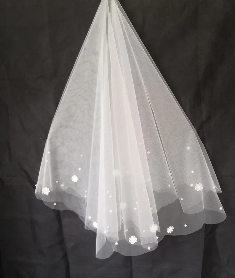 SERMENT Cathedral Wedding Veil One-Layer Blusher Veil Pearl Flower Single Layer Masked Veil 1.5 M Wedding Accessories SERMENT Cathedral Wedding Veil One-Layer Blusher Veil Pearl Flower Single Layer Masked Veil 1.5 M Wedding Accessories