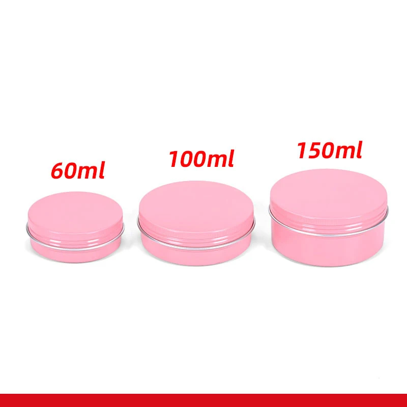 50PCS  60ml 100ml 150ml pink aluminum jars thread aluminum cans Tins packaging hair wax cream cosmetic aluminum boxs wholesale