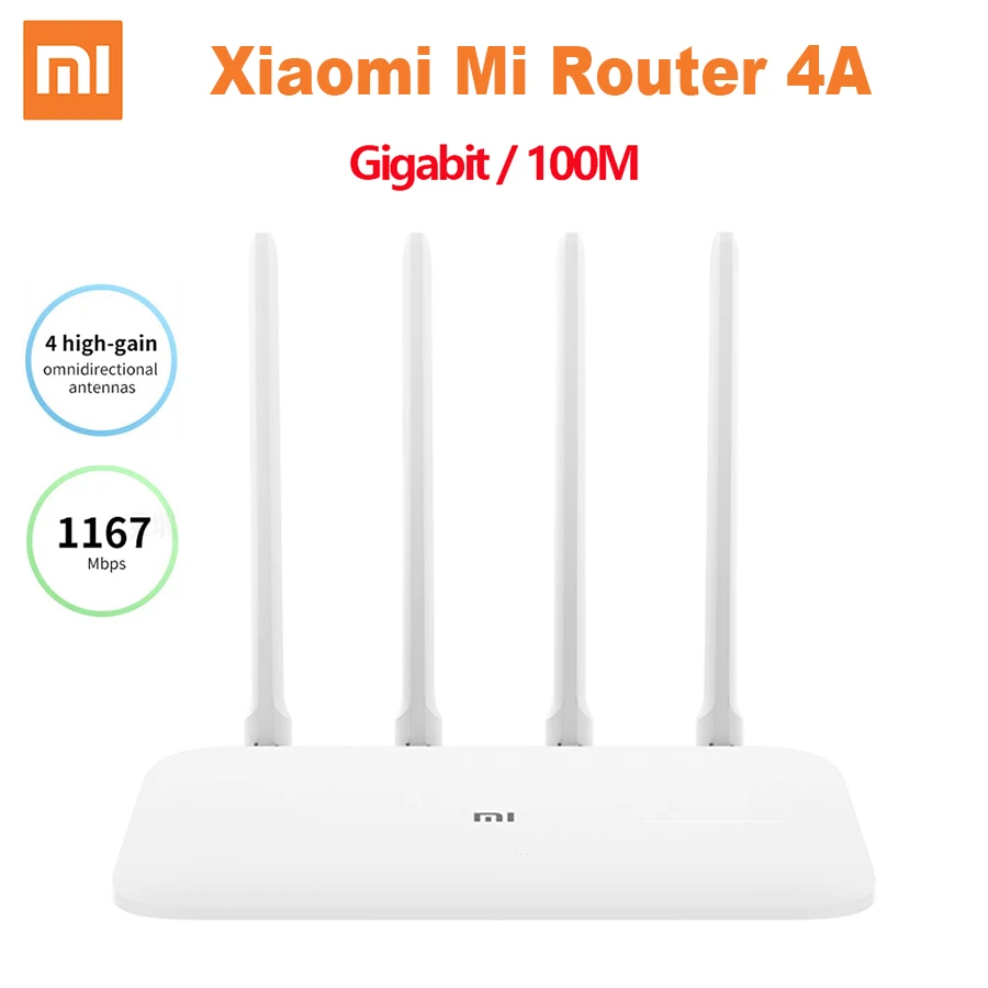 

Xiaomi Mi Router 4A Gigabit Edition 1000M APP Control 2.4GHz 5GHz WiFi ROM 16MB DDR3 64MB 128MB High Gain 4 Antennas Remote