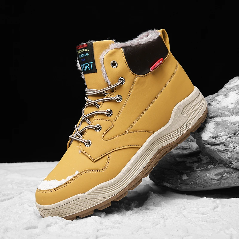 

Big Size 48 Mens Outdoor Winter Hiking Shoes Male Mountain Camping Snow Boots with Fur Plush Insole All Terrain Trekking Shoes