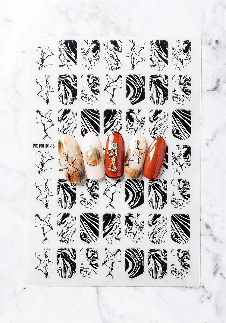 1 Sheet Gradient Marble Nail Art Sticker Water Transfer Decal Watermark Slider Manicure Full Wrap Tool Decor