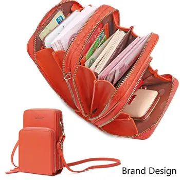 

Brand Women Casual Stylish Large-capacity Diagonal Package Cell Phone Wallet Big Card Holders Wallet Clutch Shoulder Straps Bag