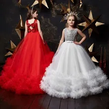 Бальное платье; Пышное Платье с цветочным узором для девочек на свадьбу; с блестками; топ с облаком; вечерние платья для маленьких девочек; платье на выпускной; на заказ