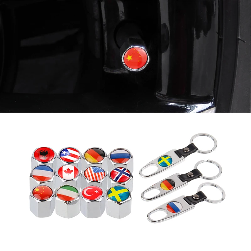 For Volvo S80 Vespa Smart Fortwo Brabus Corvette Abarth 500 Changan Cx70 National Flag Valve TIre Caps Car Accessories | Автомобили и
