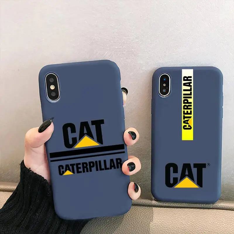 CAT Excavator Caterpillars Phone Case for iPhone 12 mini 11 Pro XS MAX X XR 7 8 6 Plus Candy Color blue Soft Silicone Cover | Мобильные