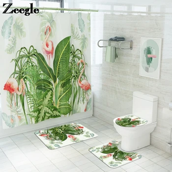 

4PCS Print Toilet Mat Carpet Anti-slip Toilet Seat Bathroom Carpet Microfiber Mat for Bathroom Absorbent Foot Mat Bath Rug