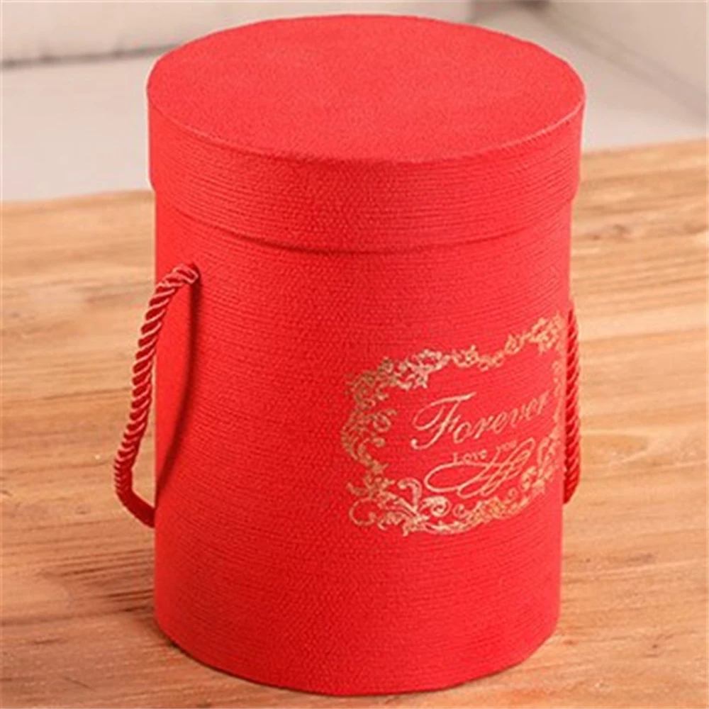 red Круглая коробка, круглая крышка для цветочного ведра, Подарочная коробка для цветочного магазина, Свадебная коробка для конфет, вечерние принадлежности для украшения дома - Цвет: red