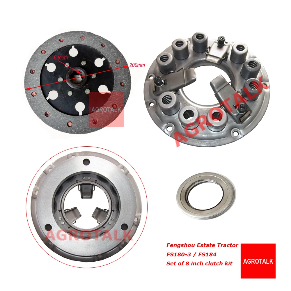 

8 inch clutch including the driven disc, release bearing for Fengshou Estate FS180-3 / FS184 with engine J285T, part number: