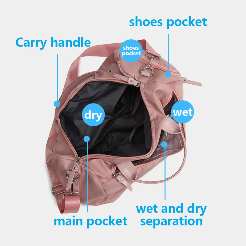 Gym Bags For Women With Shoe Compartment Sport Gym Bag With Wet Pocket New Femal Yoga Duffel Bags Outdoor Travel Luggage Bags