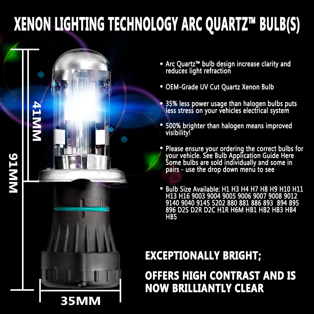 2x 12V 55W 35W H4 HID Bulb HI/LO Beam Bi Xenon Headlights H13 9004 9007 Auto Car Headlamp 3000K-12000K