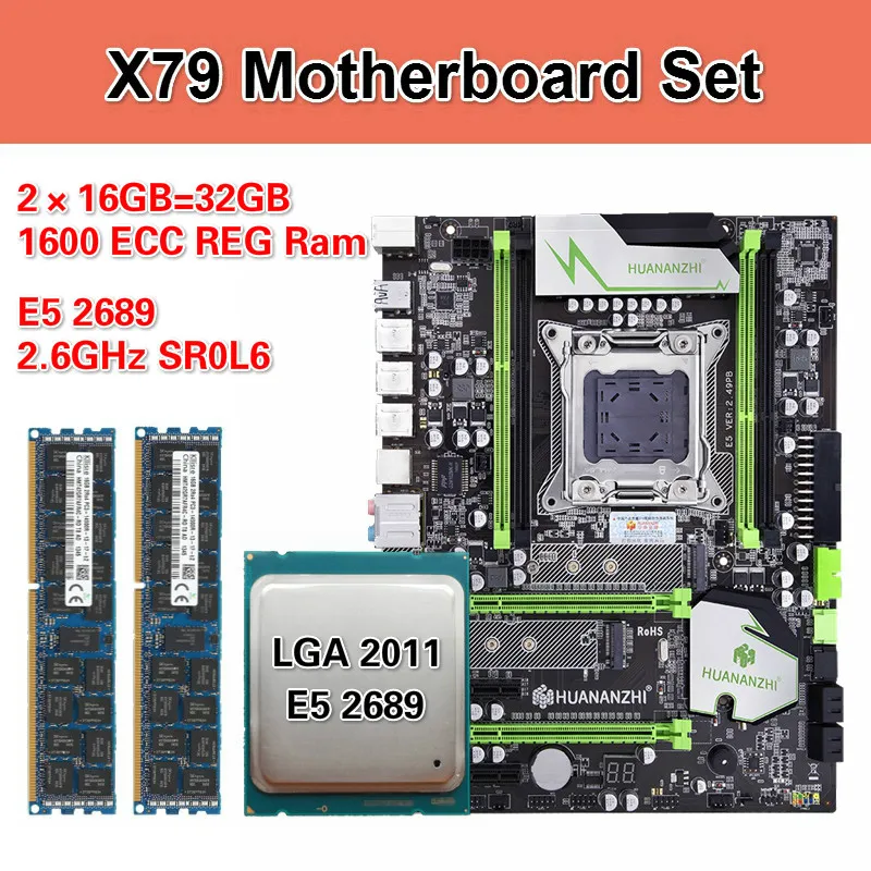 HUANANZHI X79 материнская плата с Ксеон E5 2689 2x16GB = 32 Гб 1600 МГц DDR3 память ECC Reg блок питания