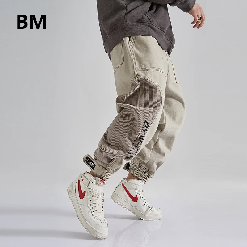 Japanese cotton flaxen trousers ankle banded pants men loose harem Chinese style large bloomers linen knickerbockers white harem pants