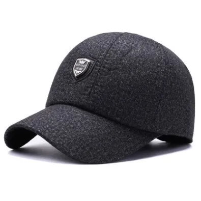 dark gray SILOQIN зимние мужские теплые зимне наушники шапка Толстая хлопковая бейсбольная Кепка Регулируемый размер Спортивная Кепка s бейсболка, кепка мужские зимние шапки - Цвет: dark gray