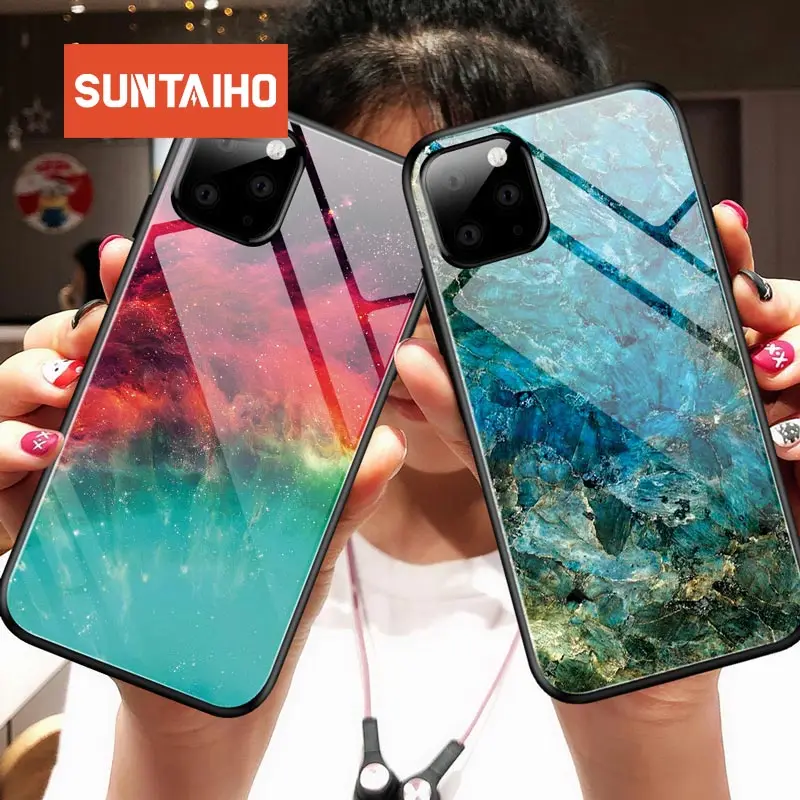Чехлы из закаленного стекла для iphone 11 11Pro ProMAX XS XSMAX XR X 8 7 6 6S Plus бампер с градиентом