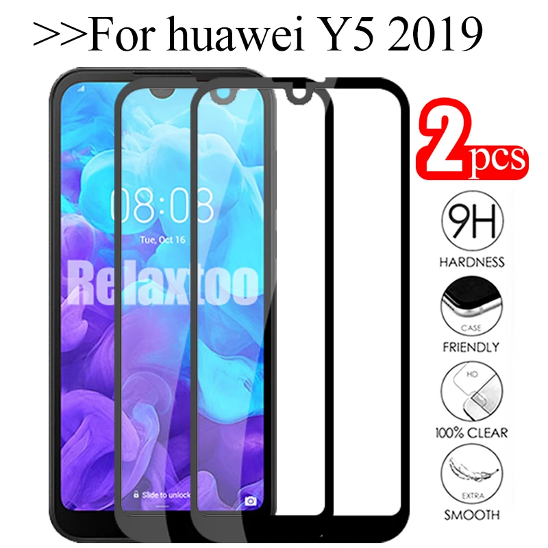 

2pcs protective glass on For huawei y5 2019 tempered glass huawey hauwei huawe y52019 y 5 5y screen protector safety Glas Film