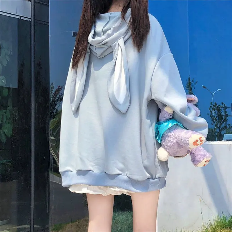 Sudaderas con capucha de manga larga para mujer, suéter Kawaii de corte holgado informal de talla grande, ropa de moda para primavera y otoño